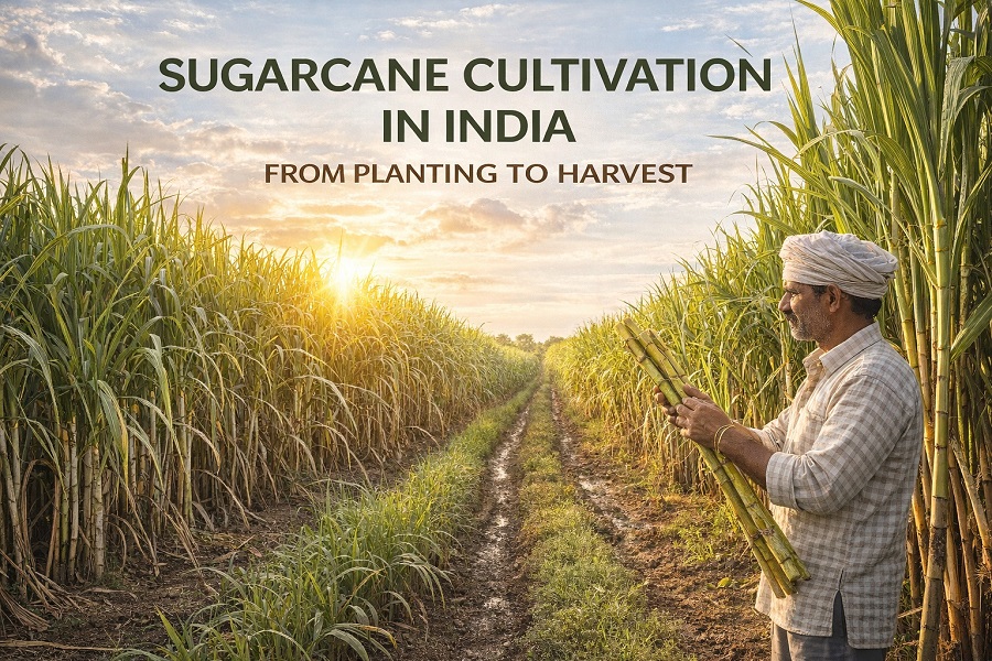 A farmer in his sugarcane field